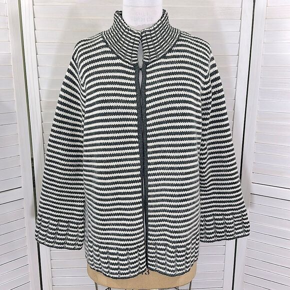 Talbots Plus Sweater Jacket  3X Vtg Nautical Stripe Wool Angora - Picture 2 of 15